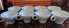 8 Meldale Aqua Blue Turquoise Melamine Cups Vintage Mid Century Modern USA, #160