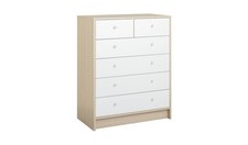 Kids Malibu 6 Drawer Chest White & Acacia Childrens Bedroom Furniture