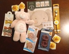 NWT LOT 11 Soothie/Pacifier  Clip Bear Hair Clips Art Prints  Nipples NB