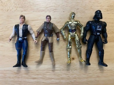 Lot Of 4 Star Wars 3.75 Action Figures C-3PO Darth Vader Han Solo