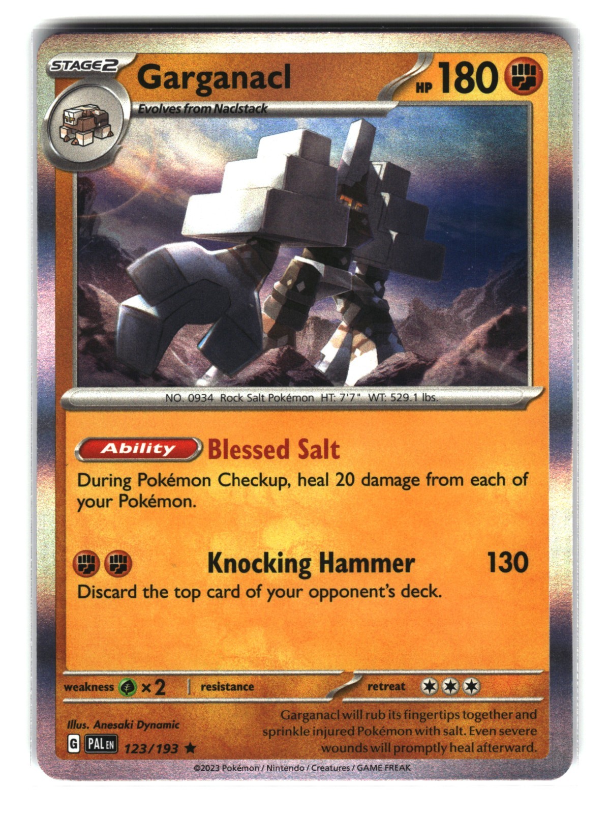 Garganacl 123/193 Holo Pokemon Card