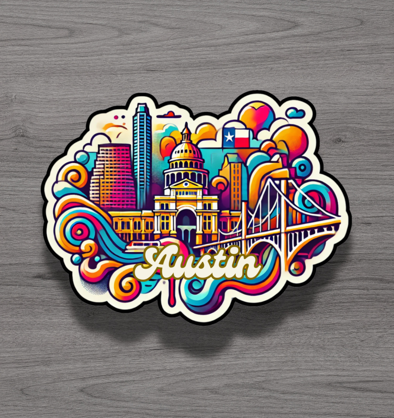 Austin Texas Fridge Magnet or Laptop Sticker