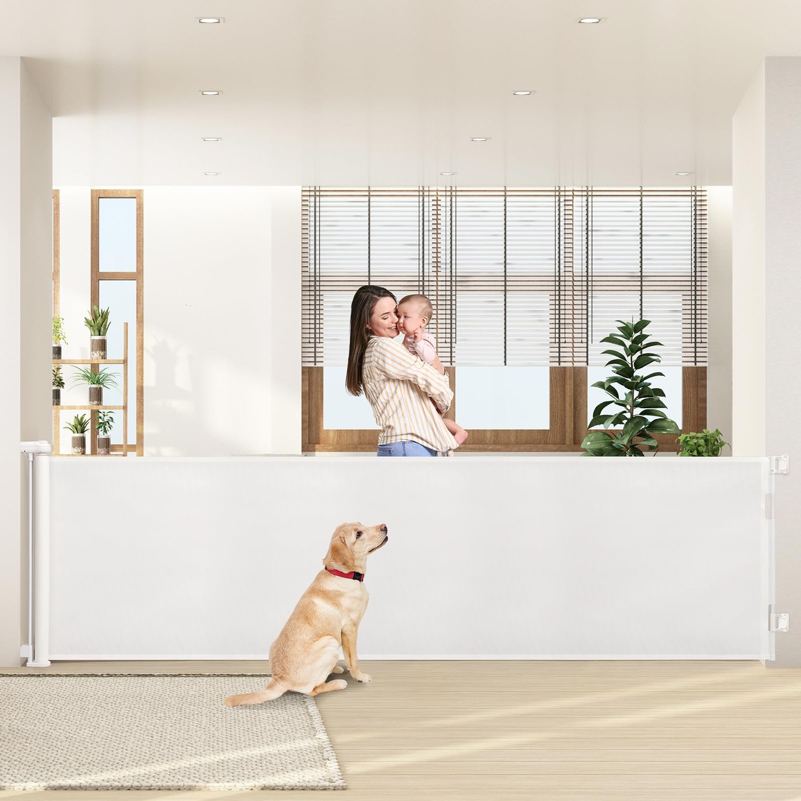 Barrière de sécurité enroulable 300 cm avec système de verrouillage à une main