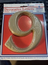 Vintage 7" Decorative Number 9 Gerber Industries Wood Grain Look Sealed