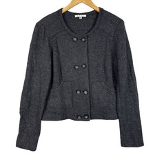 Cabi Wool Jacket Womens M Gray Double Breasted Lined Career Blazer