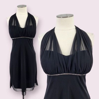 Vintage Y2K Babydoll Dress 12 Halter Bombshell Vixen Bunny Rhinestone LBD Sexy