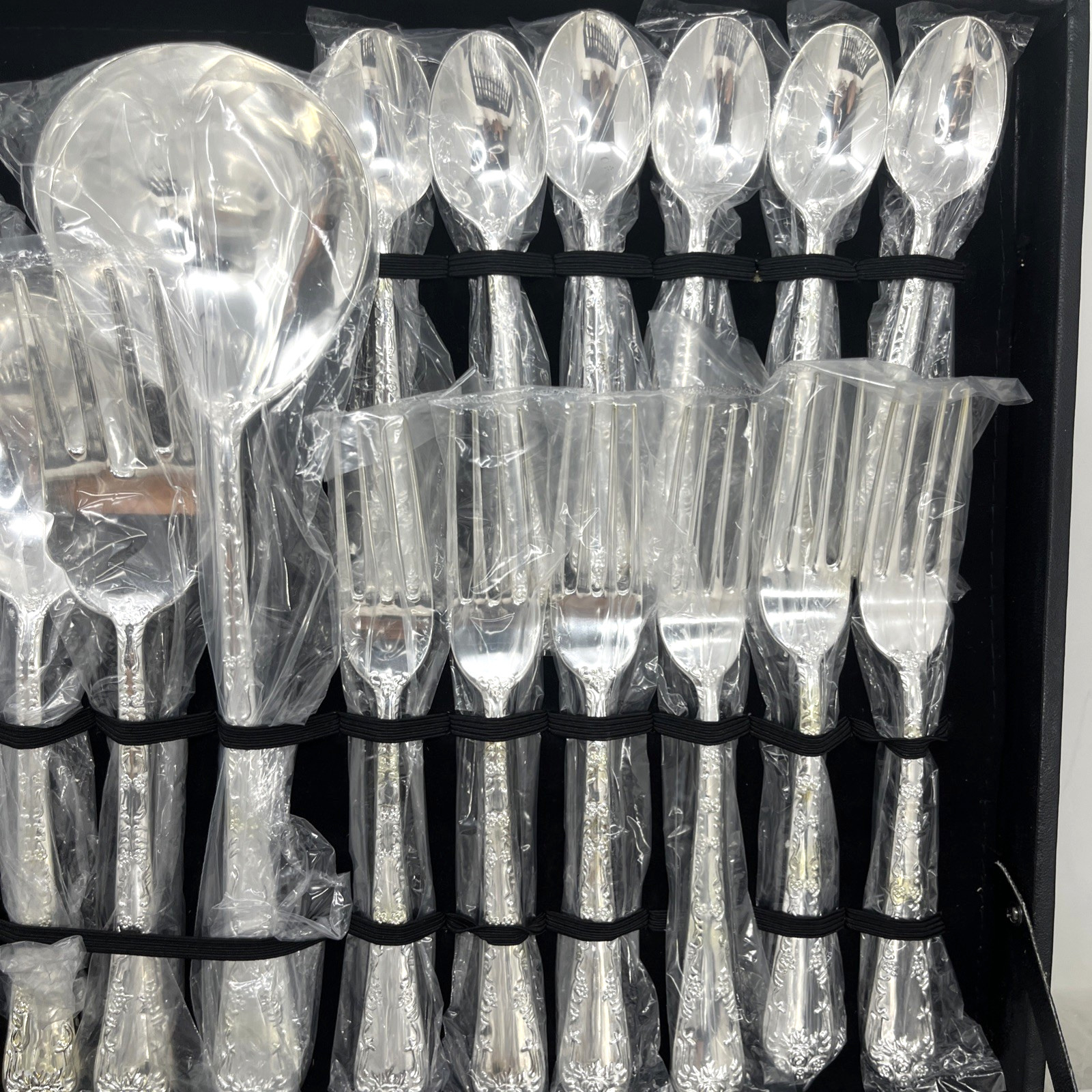 William Rogers & Son ENCHANTED ROSE Silverplate flatware 51 PCS SERVICE FOR 12