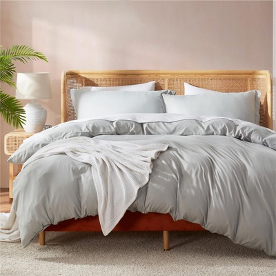 Nestl Light Grey Duvet Cover King Size - Soft King Duvet Cover Set, 3 Piece