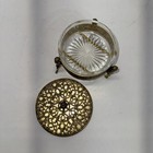Rare Vtg Circle Glass Ormolu Filigree Brass Jewelry Casket Box- Cherub Footed — photo 5