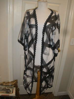 New Women's Overlay Kimono LuLaRoe Chloe-S Black/Gray (C11)