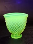 Uranium Vase. Uranium Hobnail Fan Vase. Vintage Vase