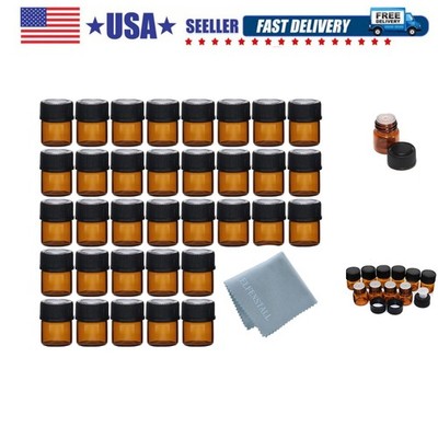 50pcs 1ml 1/4 Dram Amber Mini Glass Bottle 1cc Amber Sample Vial Small Essent...