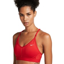 NIKE INDY V NECK WOMEN DRI-FIT LIGHT PADDED SPORTS TRAINING BRA RED CZ4456-NWT