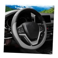 Car Steering Wheel Cover, 14.5"-15" Leather Anti-Slip Sporty Vehicle Grey