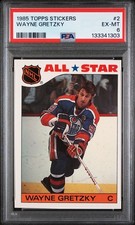 1985 Topps Stickers - Wayne Gretzky #2 - Edmonton Oilers - The Great One - PSA 6