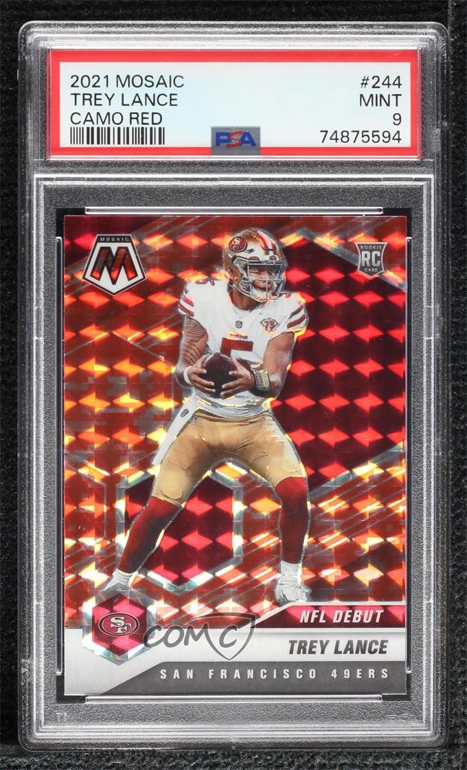 2021 Panini Mosaic NFL Debut Red Camo Prizm Trey Lance PSA 9 MINT Rookie RC 2l4