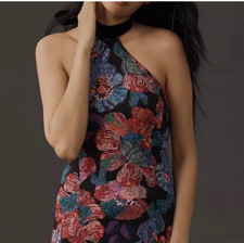 NWT 228$ Farm Rio x Anthropologie Mosaic Bloom Pink Combo Halter Maxi Dress M