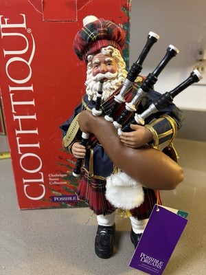 CHRISTMAS PIPER Possible Dreams Clothtique 2000 Scottish Santa #713226 Figurine