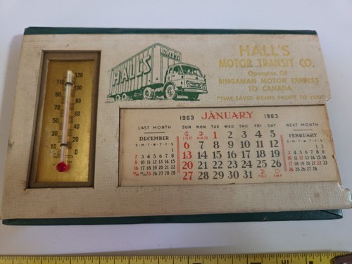 1963 Halls Motor Truck Transit Bingaman Express Advertising Calender Thermometer - Picture 2 of 10
