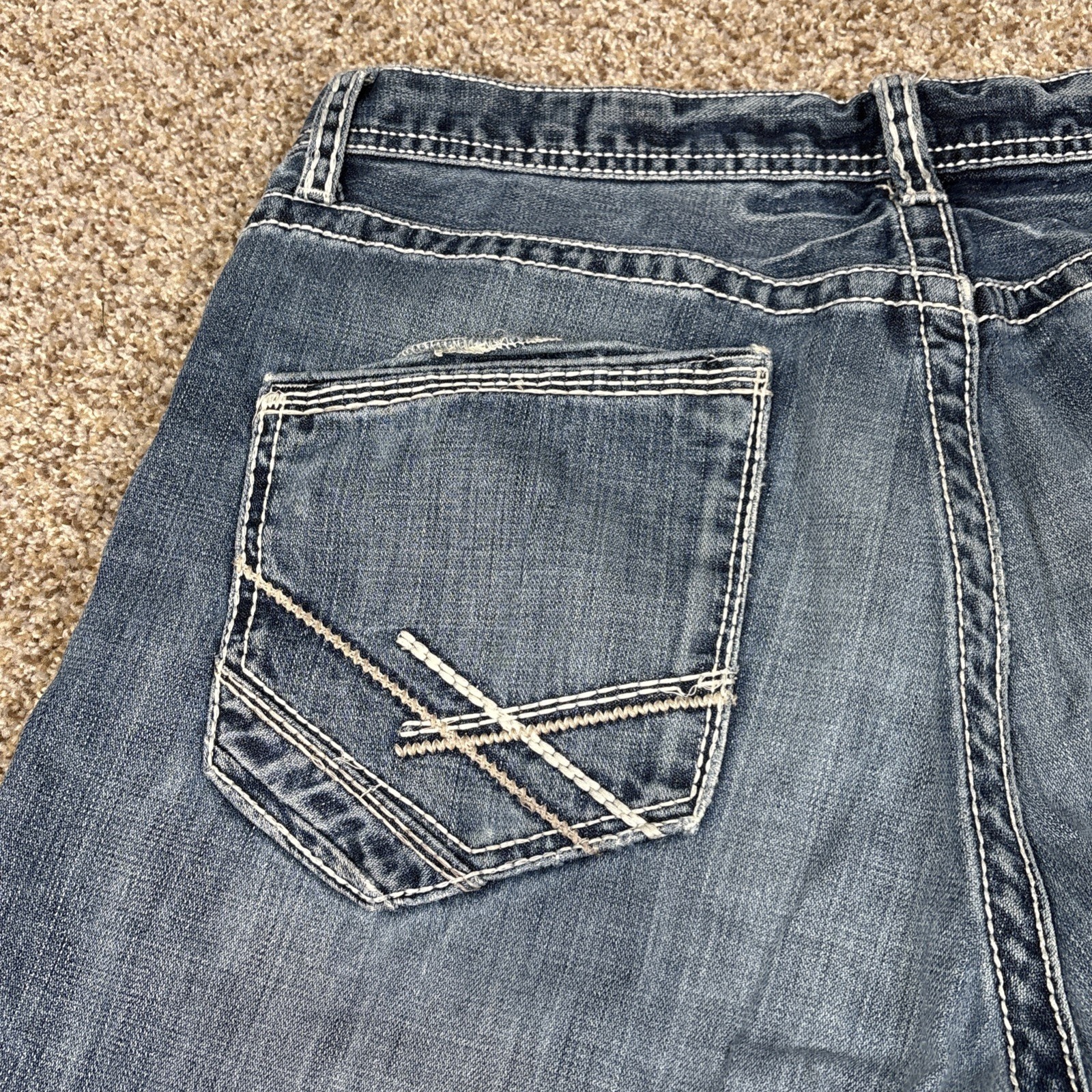 Men's BKE Tyler Straight Leg 36 R Denim Jeans 34x31 Frayed Hems - View 15