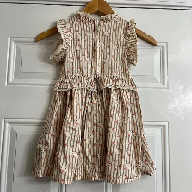 Hello Kitty на Sanrio розовый в полоску с оборками молнии платье для девочки размер 5T - Изображение 2 из 4