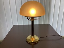 Vintage Messing Tischlampe Antik Stil Art Deco Lamtique Berlin Satinglas 70/80er