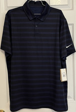 Nike Men's Dri-Fit Golf Polo, Large, Navy/Black Striped, New with Tags