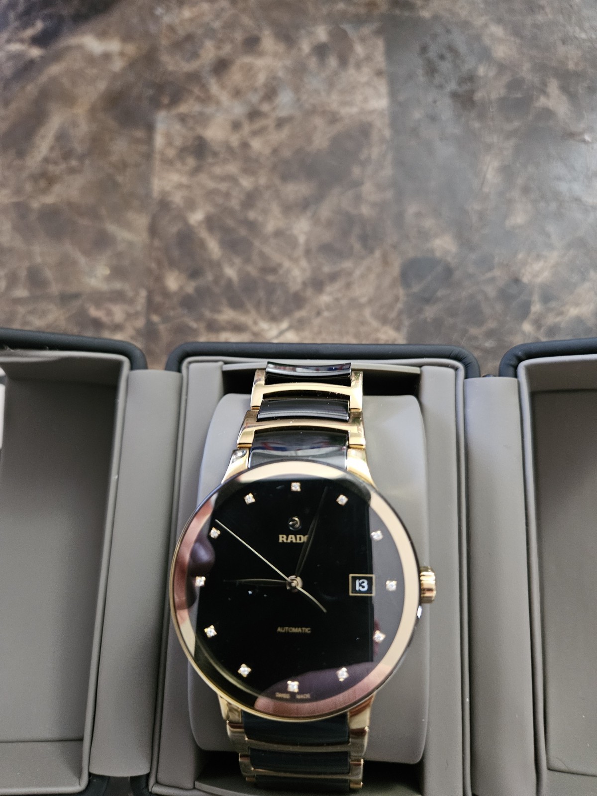 Watch Unisex R30079762 Rado Automatic Gold Diamonds 38mm Black Centrix - vintagewatches.pk