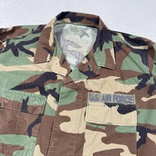 Vintage US Air Force Jacket Mens Medium Camo Woodland BDU Shirt Military 90s