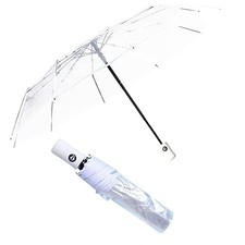Clear Bubble Umbrella, Automatic Open/Close Transparent Travel Dome White