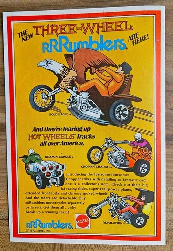 VINTAGE 1972 REDLINE HOT WHEELS ERA RRRUMBLERS MOTORCYCLE ADVERTISEMENT