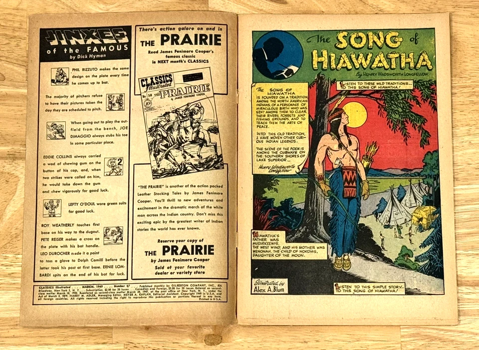 Classics Illustrated SONG OF HIAWATHA #57 HRN 55 1st Edition Comic Book GOOD - Image 4 of 4
