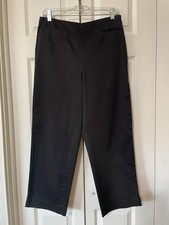 VTG Talbots Black Pants Womens 8 Straight Ankle Trouser Stretch Cotton Office