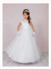 Exklusives Kommunionkleid "Laura/2" Gr. 152 mit passendem Bolero aus Fellimitat
