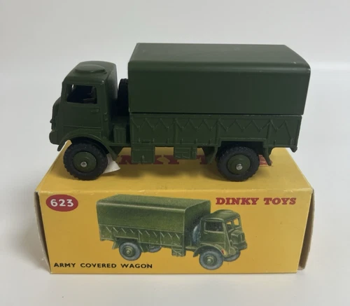 Vintage Dinky Toys 623 Army Covered Wagon Military In Reproduction Box