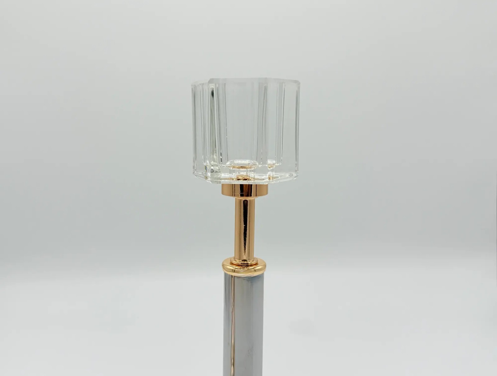 3-Piece Gold & Silver Glass Candle Holder Set &ndash; Modern Taper Stand Design
