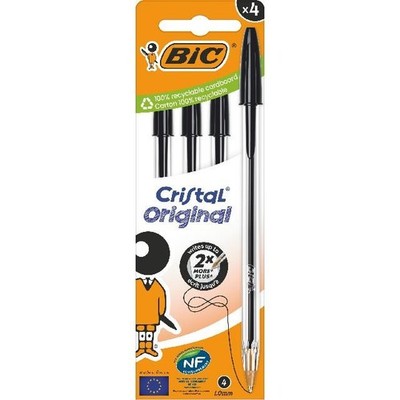 BIC Kugelschreiber Cristal Original 0.4mm schwarz, 4er Set