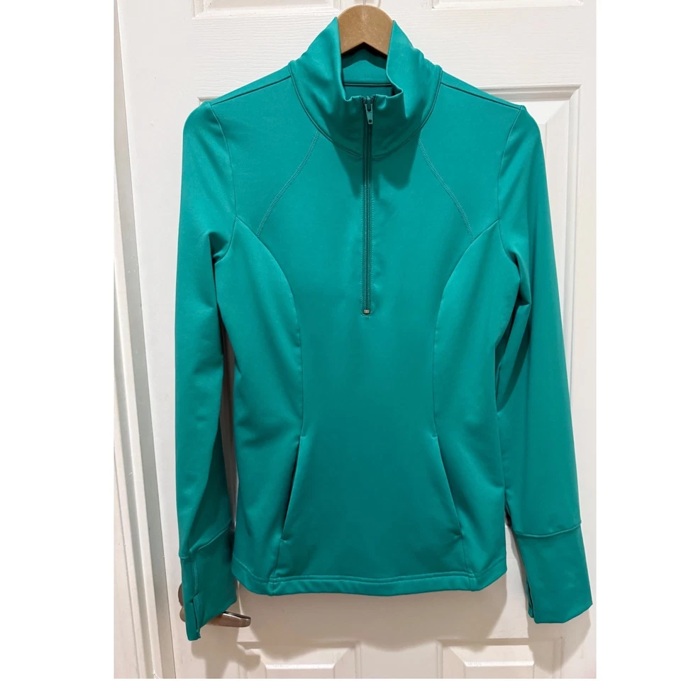ByZella Women's Teal Green Quarter Zip Long Sleeve Athletic Top Size M NWT - Image 3 of 4