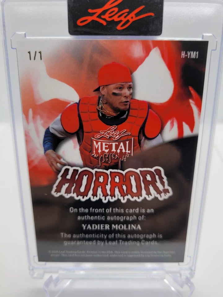 2025 Leaf Metal Halloween Yadier Molina 1/1 "Horror!" Silver Prizm  - Image 2 of 2