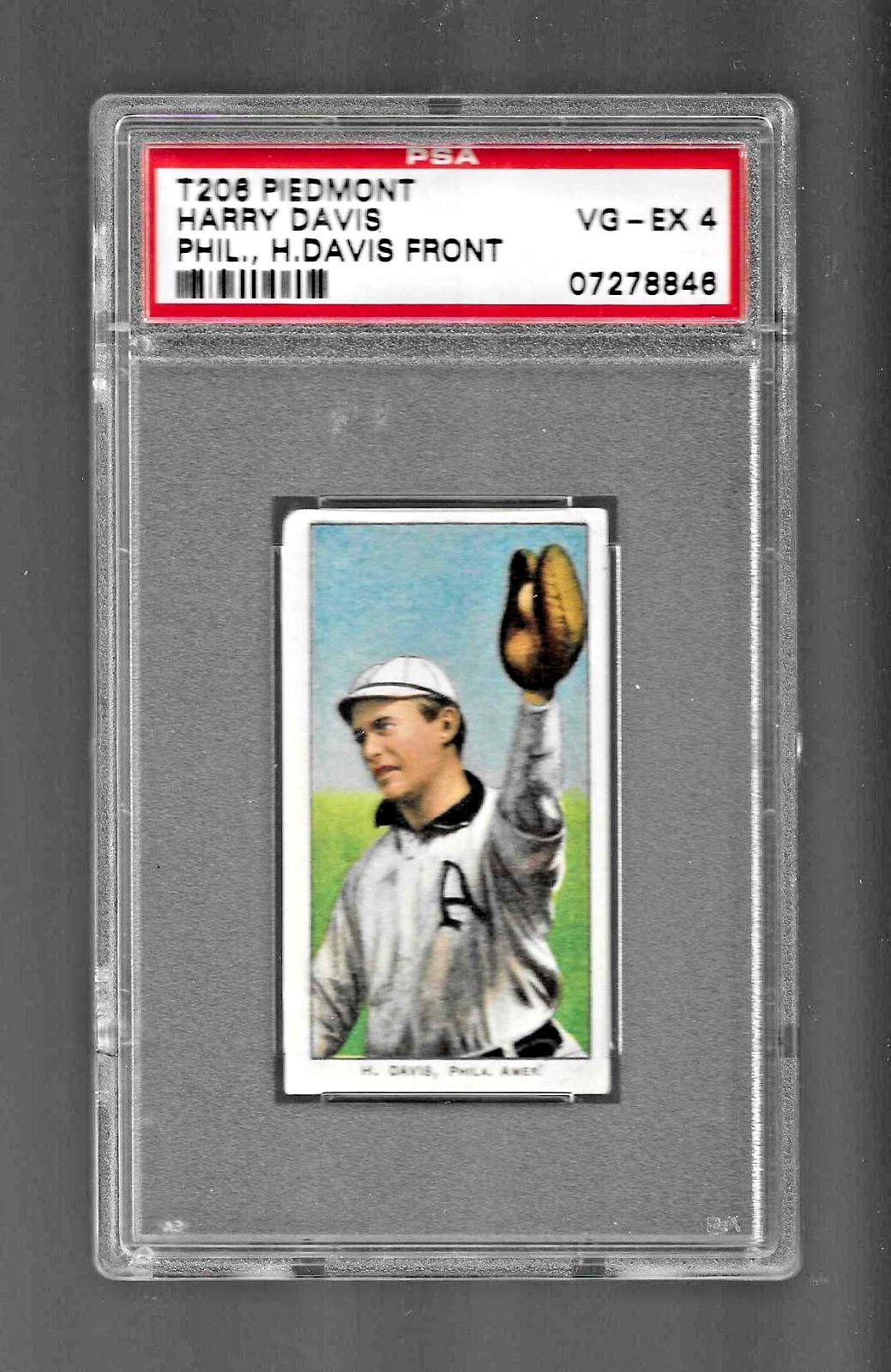 1909-1911 T206 PIEDMONT 350 TOBACCO BASEBALL CARD PSA 4 HARRY DAVIS RC ATHLETICS