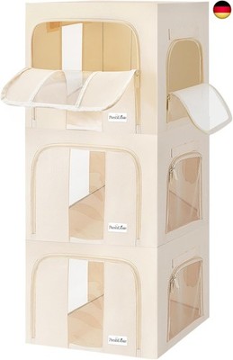 PRESTIGÉNIE Set of 3 x 66L Clothes Storage Box - Wardrobe Organiser - Wardrobe