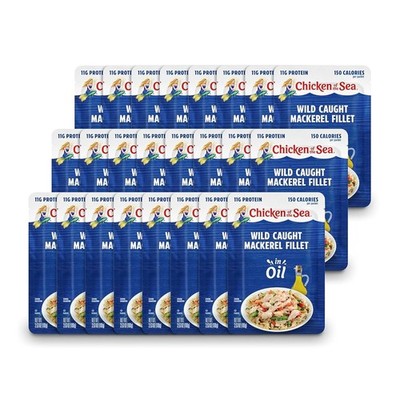 Wild Caught Canned Mackerel Fillet in Oil 3.53 oz Packets Box of 24 Canned