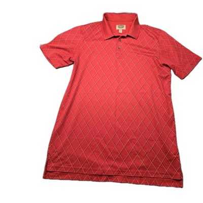 The Foundry Supply Co Mens Polo Collared Shirt Red Argyle Quick Dry Size XLT