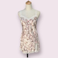 Victoria's Secret Y2K Satin Mini Slip Dress S Floral Lace Trim Coquette Fairy
