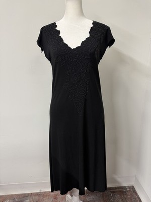 Vtg 90s Women s Small Witchy Goth High Low Beaded V Neckline Midi Dress Made USA
