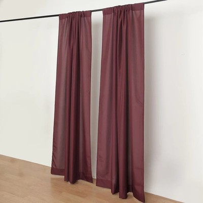 BURGUNDY 2 Drapery Panels 8 ft Polyester Backdrop CURTAINS Rod Pockets Party