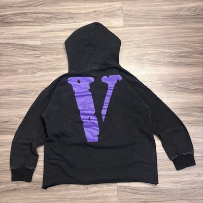 Y2K Designer Vlone Friends Hoodie Black Purple Streetwear Pullover Hoodie Size M