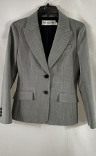 Christian Dior Women's Gray Virgin Wool Silk Lined Blazer Made in France Sz 4