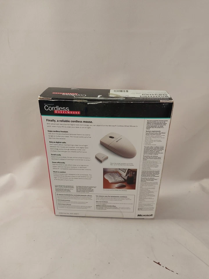 NEW MICROSOFT CORDLESS WHEEL MOUSE WIRELESS X05-43135XB Serial Port PS/2 VINTAGE - Image 2 of 4