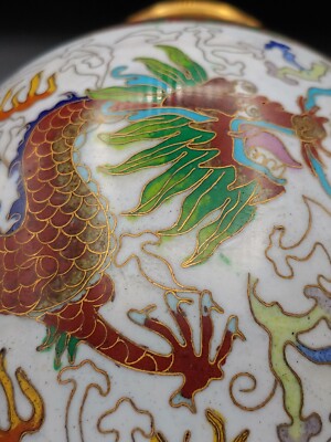 景泰蓝龙凤呈祥观音瓶 Antique China Jingtailan Cloisonne